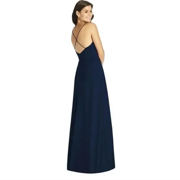 Nordstrom Thread Midnight Chiffon Criss Cross Back A-Line Maxi Gown Plus 14 - Picture 2 of 11